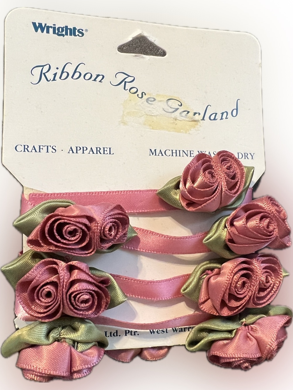 🍄 Vintage New Decorative Ribbon Double Rose Garland Mauve Crafts Apparel
